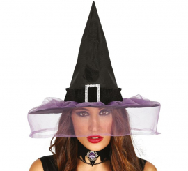 Chapéu de Bruxa Preto com Véu