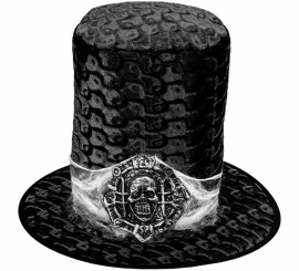 Black Velvet Skull Top Hat