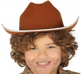 Chapéu de feltro marrom vaqueiro infantil