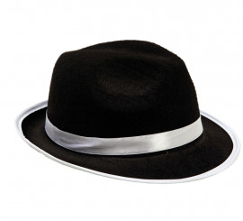Chapéu de gangster preto e branco