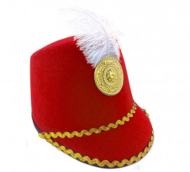 Chapéu Majorette vermelho com pena de criança