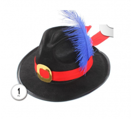Musketeer hat with blue feather for children