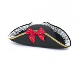 Black Pirate Hat with Bow for Women