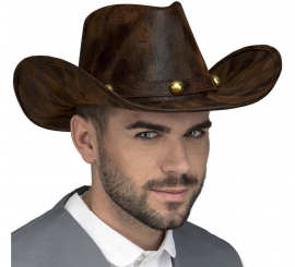 Leather effect cowboy hat
