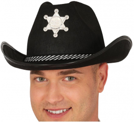 Chapéu preto de feltro xerife
