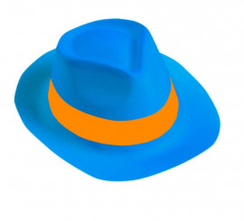 Blue Gangster Hat with Orange Band
