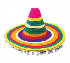 Chapéu mexicano adulto multicolorido 53 cm