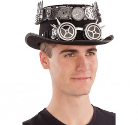 Chapéu preto steampunk de 58 cm