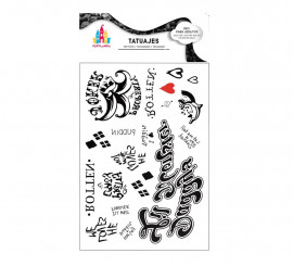 Tatuagens de Arlequim Preto com texto