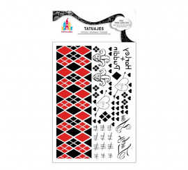 Tatuagens de arlequim vermelho e preto