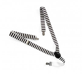 Suspensórios listrados em preto e branco