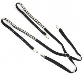 Suspensórios Punky pretos com rebites