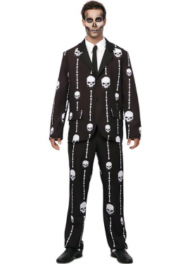 Funny black skull and bones costume for men