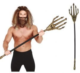 Tridente Deus dos Mares dourado de 120 cm
