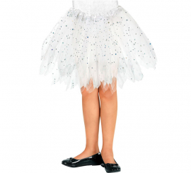 Tutu branco brilhante de 30 cm para menina