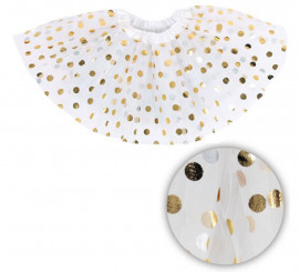 40 cm White Tutu with Golden Polka Dots