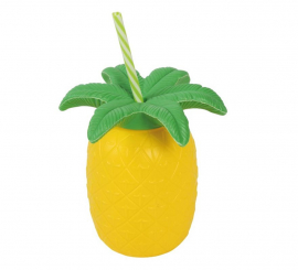 Pineapple Glass with 20 cm Straw