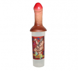 Tube glass with penis lid for Farewells