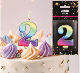 Vela Metálica Multicolor Nº 2, 8 cm