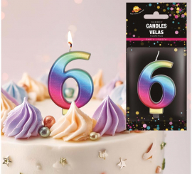 Multicolor Metallic Candle No. 6, 8 cm