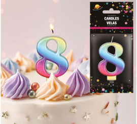 Vela Metálica Multicolor Nº 8, 8 cm