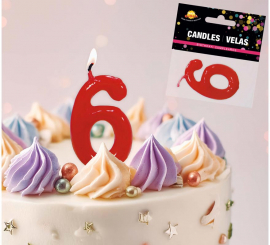 Vela vermelha com o número 6 para aniversário