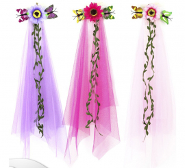 Long Veil with Flower and Butterflies