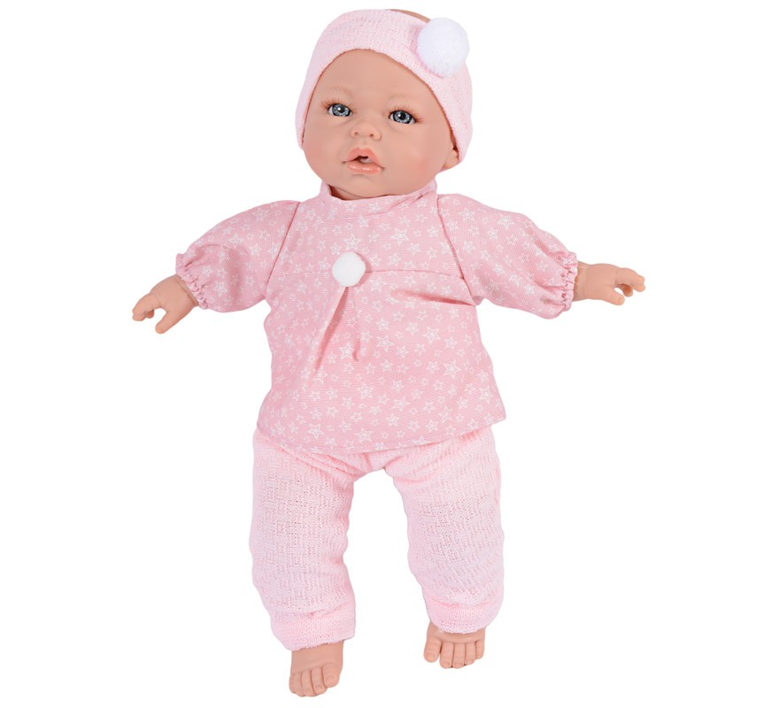 Boneca Bebe Leyre com pijama rosa 40 cm