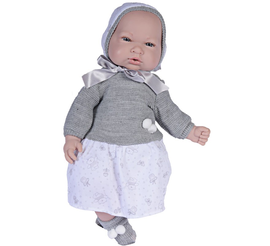 Boneca Alex renascida com vestido cinza 45 cm Boneca Alex renascida com vestido cinza 45 cm