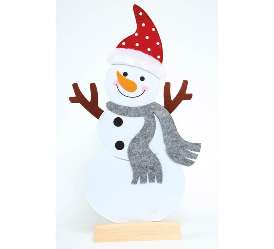 Boneco de neve de mesa de madeira 67 cm Boneco de neve de mesa de madeira 67 cm