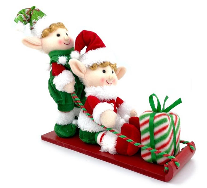 Christmas Elf Dolls with Sleigh and Gifts 30 cm