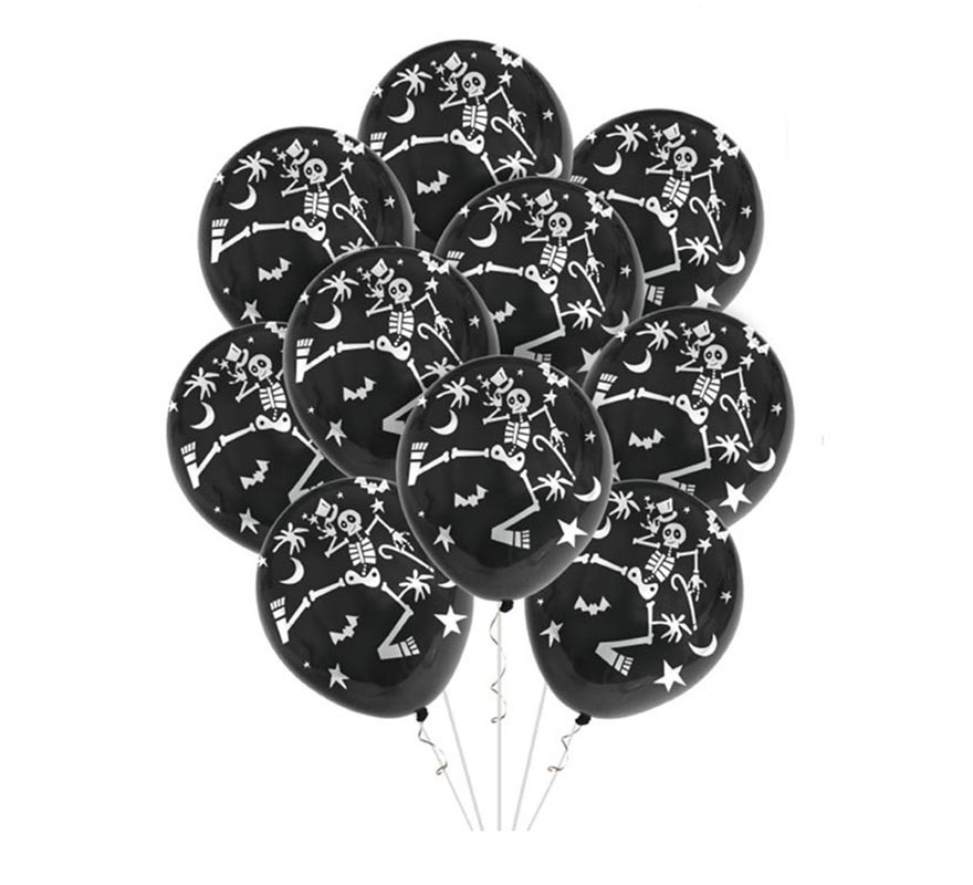 Pack of 10 Skeleton Balloons of 30 cm