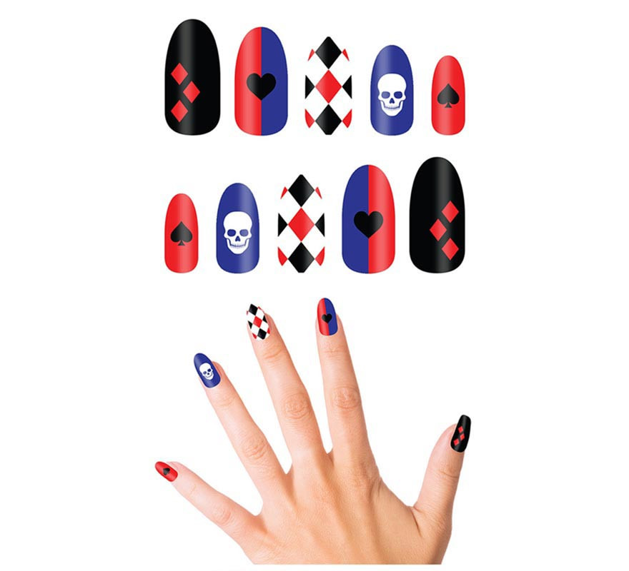 Pack of 10 Dangerous Jester Nails with glue Pack of 10 Dangerous Jester Nails with glue