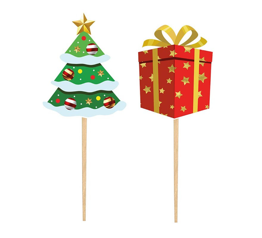 Pack of 12 Decorative Christmas Tree Paper Sticks 6cm