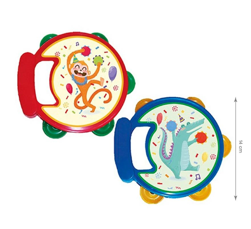 Pack of 12 Small Tambourines of 13.5 cm assorted colors