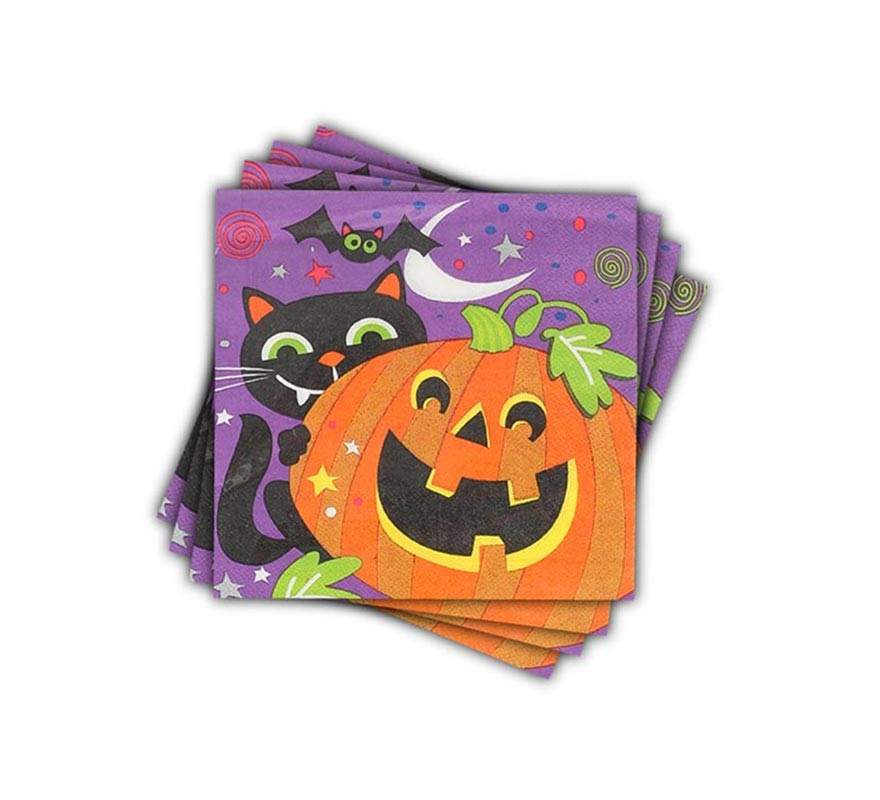 Pacote de 12 guardanapos com estampa de noite de Halloween de 33x33 cm