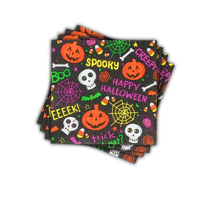 Pack of 12 Spooky Halloween Print Napkins of 33x33 cm Pack of 12 Spooky Halloween Print Napkins of 33x33 cm