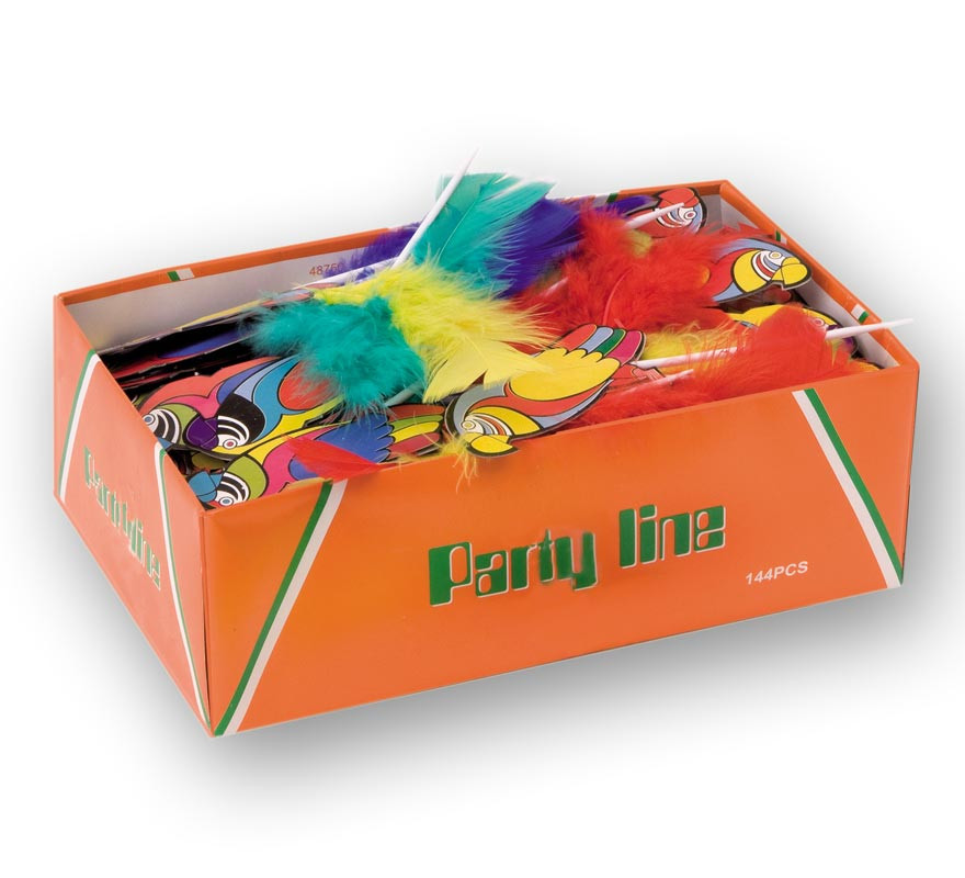 Pacote de 144 Papagaios de Penas com Espiga