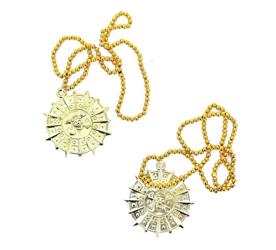 Pack of 2 Caribbean Pirate Necklaces with medallion