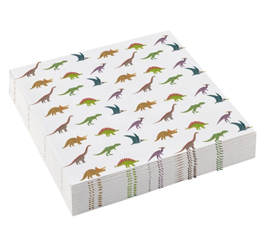Pack of 20 Paper Dinosaur Napkins of 25x25 cm