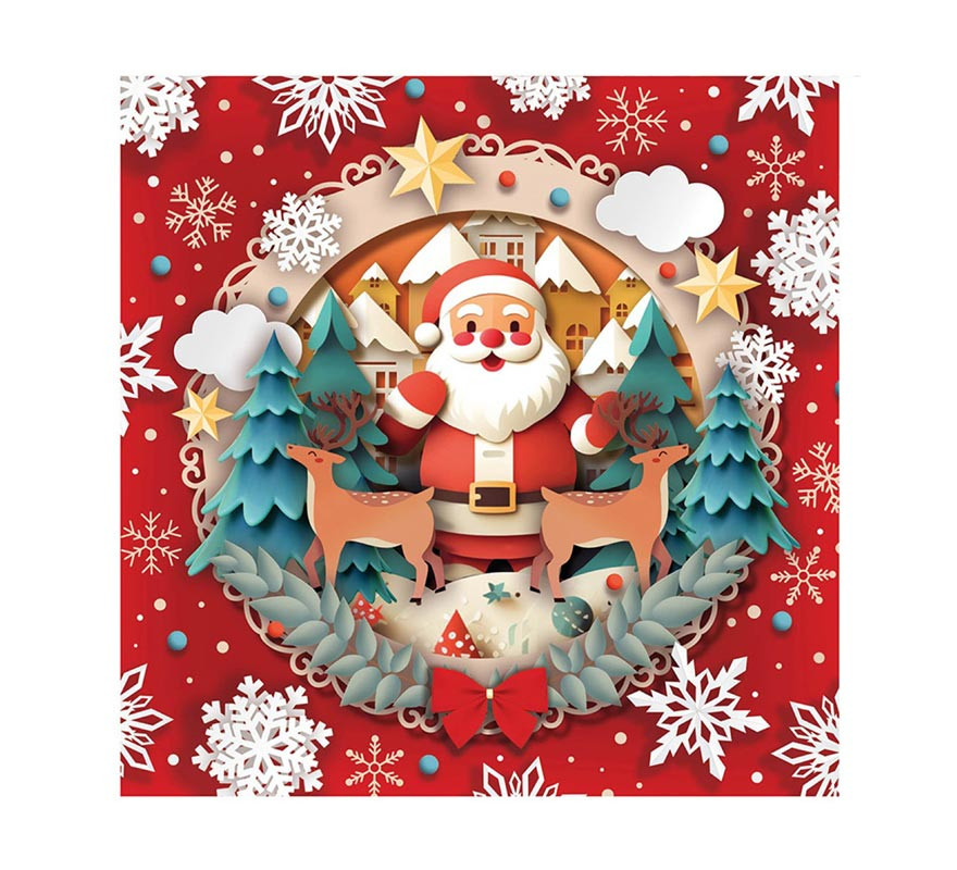 Pack of 20 Santa Claus napkins measuring 33x33 cm