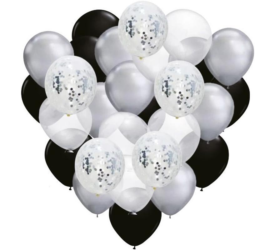 Pack of 25 balloons + 5 25cm Latex Confetti fillings