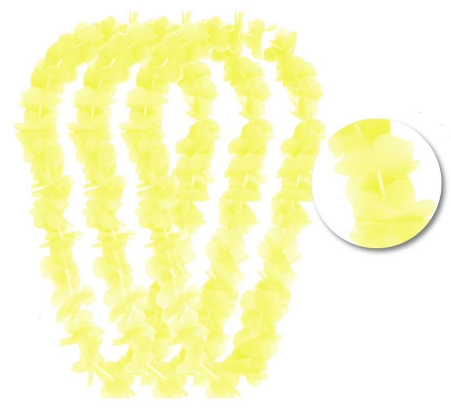 Pacote de 3 pequenos colares havaianos amarelos de 99 cm