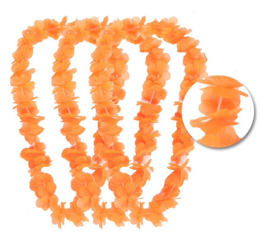 Pacote de 3 pequenos colares havaianos laranja de 99 cm Pacote de 3 pequenos colares havaianos laranja de 99 cm