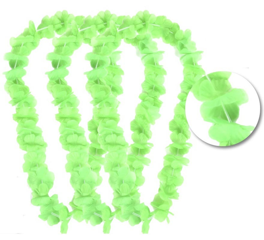 Pack of 3 small green Hawaii necklaces of 99 cm