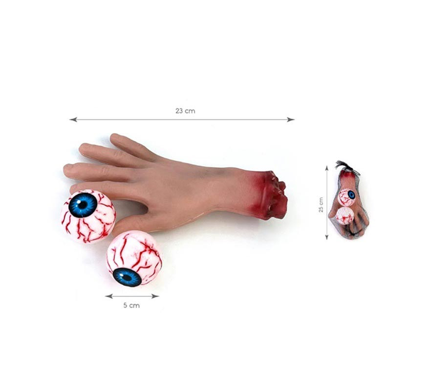 Pacote de 3 peças Mão e Olhos Sangrentos de 25 cm