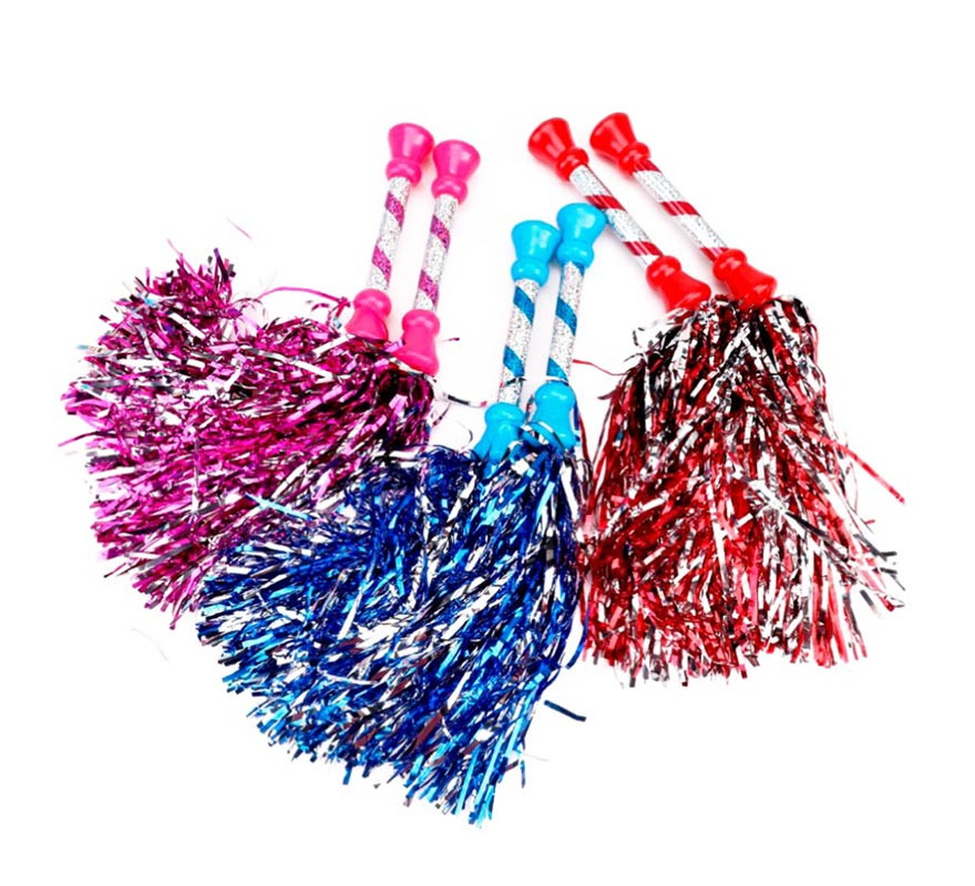 Pair of Cheerleader Pompoms with decorated handle
