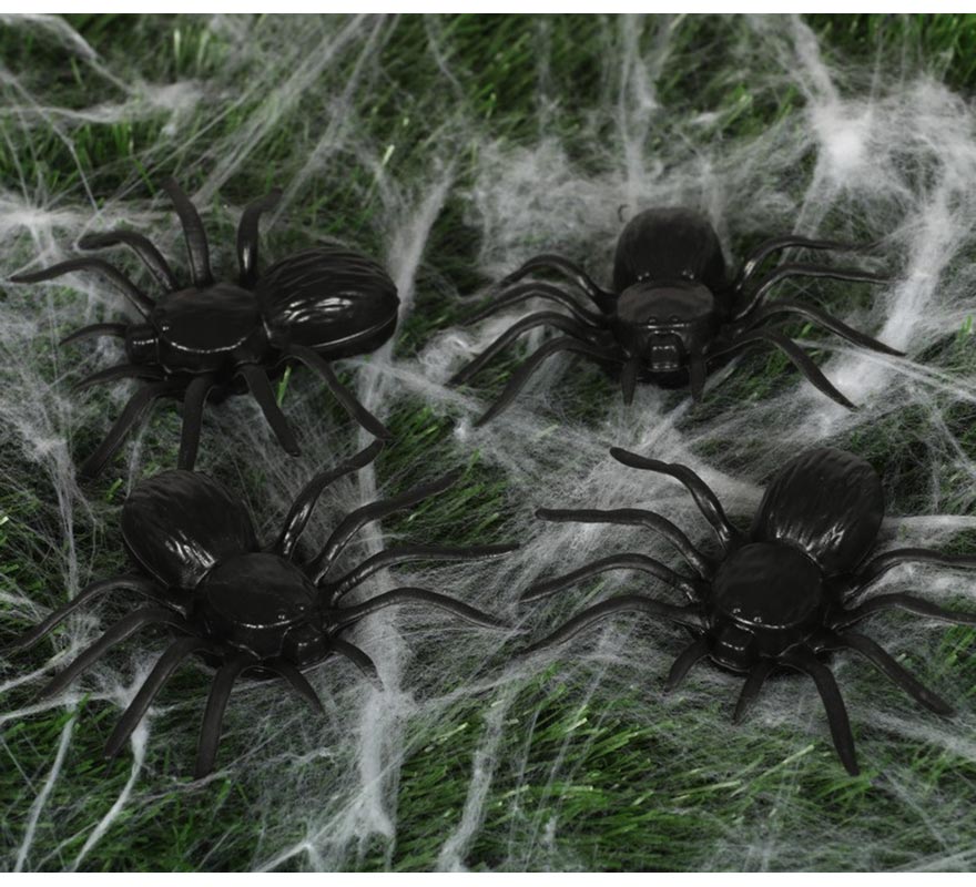 Pack of 4 Spiders 10 cm