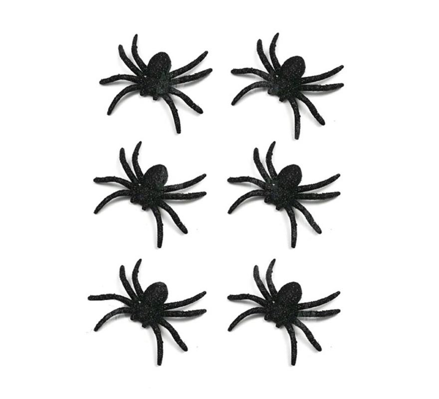 Pacote de 6 aranhas brilhantes pretas