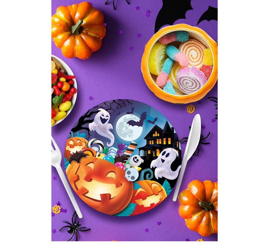 Pack of 6 Pumpkin Plates of 23 cm